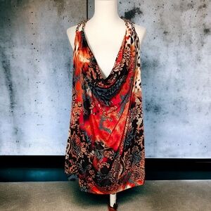 Y2K Drape Neck Tank Top 2X Plus Sz Chain Mesh Back Sleeveless Sexy Fairy Grunge